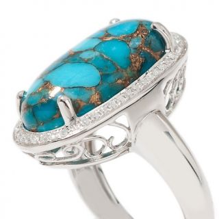 Heritage Gems Pebble Turquoise and Diamond Sterling Silver Oval Ring