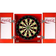 coca cola dart cabinet with bristol dartboard and darts d