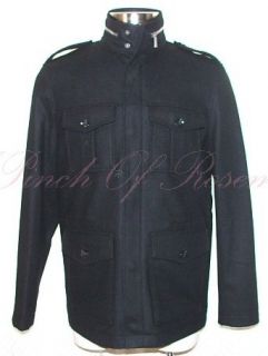 Perry Ellis Mens Jacket Crop Hood Duffle Wool Jacket Coat M Medium