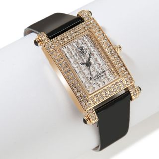 139 662 victoria wieck pave crystal black leather strap watch note