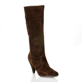 High Heel Power Suede Tall Boot with Removable Faux Fur at