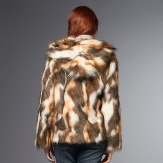 Adrienne Landau Faux Fur Hooded Jacket