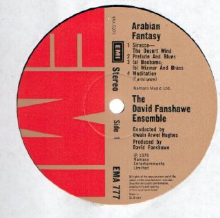 David Fanshawe Arabian Fantasy LP UK EMI Ema 777