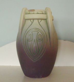Antique Weller Jewel Vase Matte Purple Green 1915