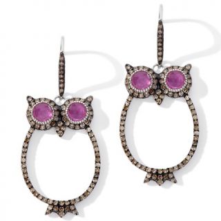 151 408 champagne diamond and pink sapphire sterling silver owl