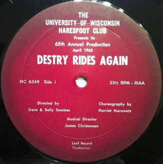 Haresfoot Club Destry Rides Again LP VG 6349 University of Wisconsin
