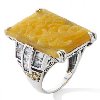 156 498 jade of yesteryear carved yellow jade and cz sterling silver