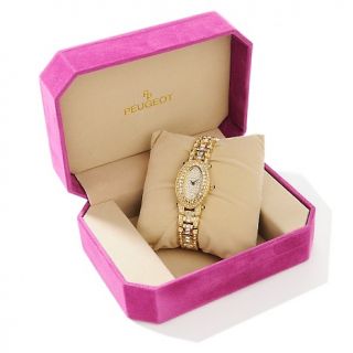 152 649 peugeot peugeot oval case pave dial goldtone crystal bracelet