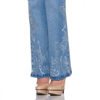 Embroidered Metallic Motif Boot Cut Jeans