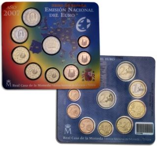  SPAIN 2007, OFFICIAL BU SET   Euro mint set 8 coin UNC