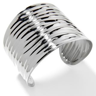 151 870 stately steel stately steel ripple textured 8 cuff bracelet