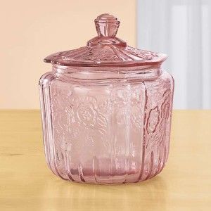  Era Replica Vintage Pink Glass Biscut or Cookie Jar New