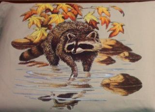 raccoon coon fall river pillow fabric panels 14x14