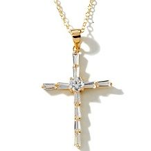 55ct absolute round baguette cross pendant w chain $ 39 95