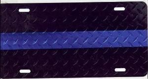 Police Blue Stripe Line Fallen Officer Memorial License Plate