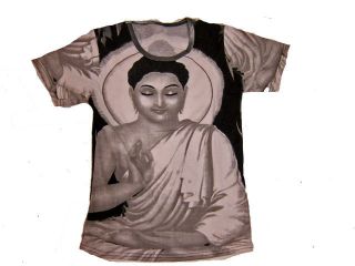 Buddhist Buddha Print Yoga Clothing Women Top T shirt Black White Tee