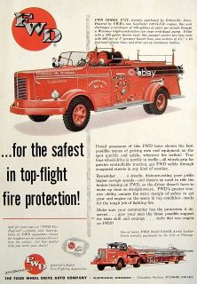 1950s FWD Print Ad Estherville IA Iowa Fire Department Truck