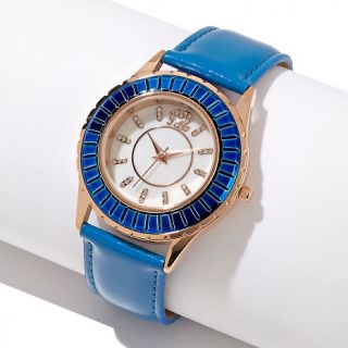 173 853 real collectibles by adrienne blue bezel blue leather strap