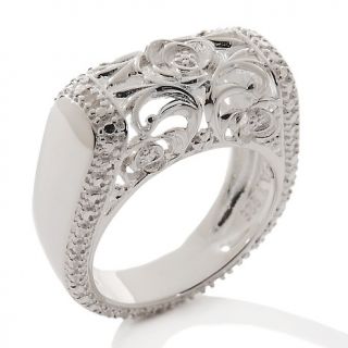 167 322 sterling silver diamond accent rectangular scroll ring note