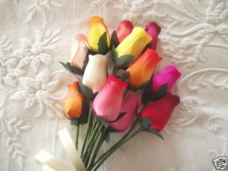 EVERLASTING BEAUTIFUL WOOD ROSES One Dozen Buds A GIFT FREE S H