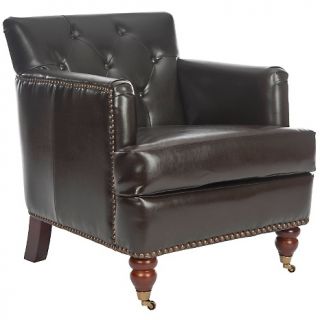 Safavieh Colin Tufted Leather Club Chair   Dark Brown
