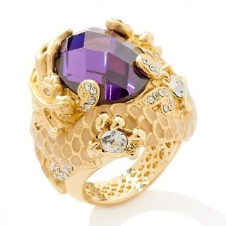 173 246 royal water dragon purple and clear crystal goldtone ring note