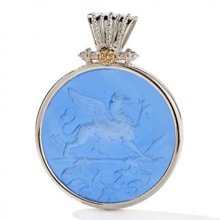 174 943 tagliamonte griffin round blue venetian glass sterling silver