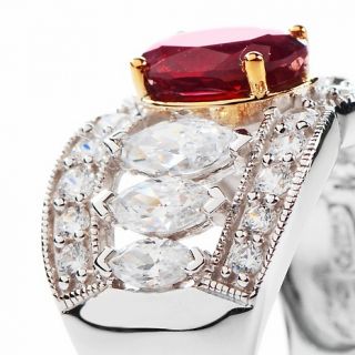 Xavier 3.82ct Absolute™ Oval Created Ruby Domed Band Ring