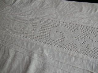  Crochet Lace Sleep Well Euro Sham Pillow Cover w Roses German J