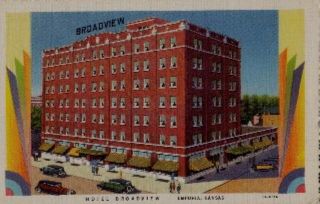 Emporia KS Hotel Broadview Linen Postcard