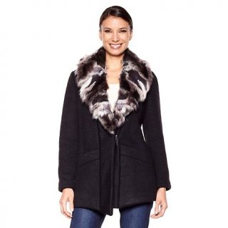 192 410 luxe by irina swing cardigan with detachable faux fur collar