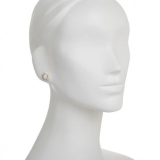 Absolute™ and Simulated Opal Princess Style Stud Earrings