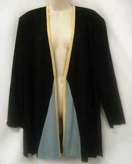 Exclusively MISOOK Cardigan Jacket 2X Open Front Black with Yellow
