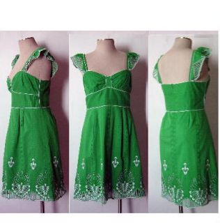 Nanette Lepore Green Floral Eyelet Newport Dress New 12
