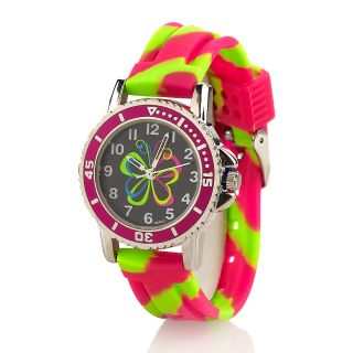 201 489 strawberry scented fuchsia and neon green jelly band butterfly