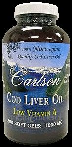 Cod Liver Oil Low Vit A 1000 MG 300 Gel by Carlson Labs