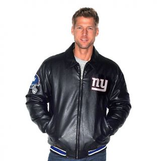 193 076 g iii fashion leather like jacket with chenille logos giants