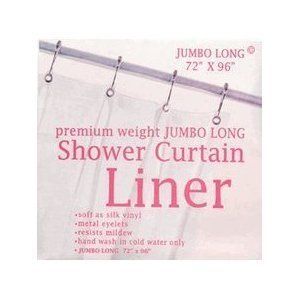 Premium Weight Extra Long 96 Vinyl Shower Curtain Liner Clear Metal
