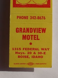 1960s Matchbook Grandview Motel 1315 Federal Way Boise ID Ada Co Idaho