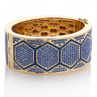 204 038 akkad perfecta blue crystal and enamel hinged bangle bracelet
