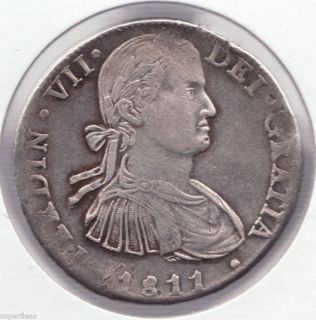 1811 Mexico Spanish Ferdinand VII 2 Reales Silver