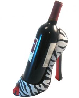 Wild Eye Design Zebra High Heel Shoe Wine Bottle Holder