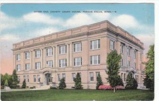 Fergus Falls MN Otter Tail County Courthouse Court House Old Postcard