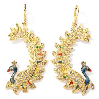 215 705 fern finds crystal and enamel peacock drop earrings rating 1 $