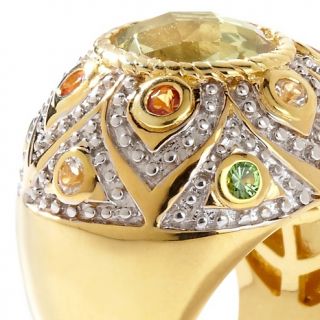 Sima K 4.48ct Lime Quartz and Multigemstone Vermeil Ring