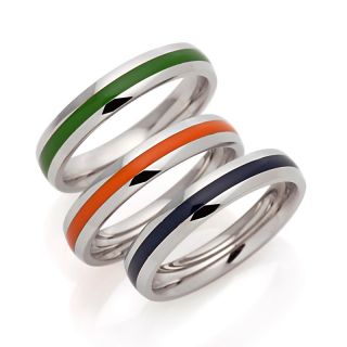 231 943 stately steel stackable set of 3 enamel band rings rating 1 $