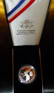 1991 P US Mint Korean War Memorial Proof Silver Dollar Coin w/Box