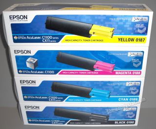 Epson Toner 0187 0188 0189 0190 Aculaser C1100 C1100N CX11 CX11N