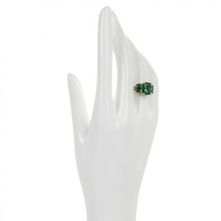Jean Dousset Absolute Simulated Emerald 3 Stone Ring