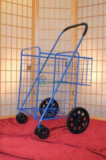  Folding Shopping Cart Swivel Rotating Wheels Extra Basket Laundry